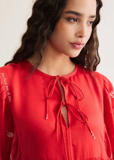 A Model Wearing Red Tencel Ocean Wilds Tencel Red Dress , curated by Only Ethikal